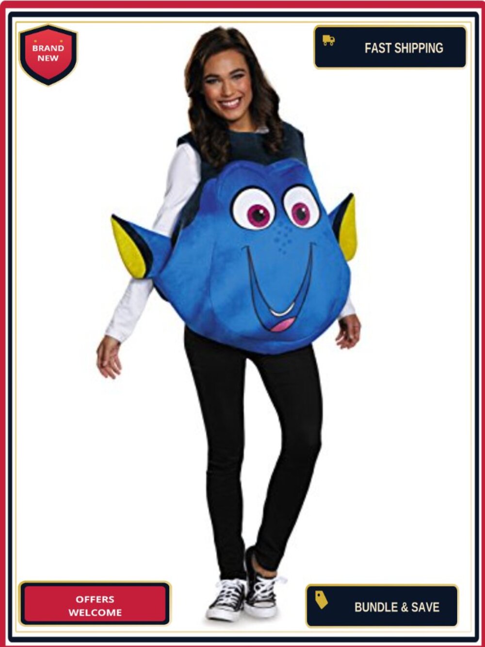 Disguise Finding Dory Dory Costume Adult Women 3D Tunic Fins Tail